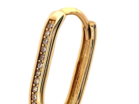 Kolczyki złote owalne z cyrkoniami eleganckie dyskretne