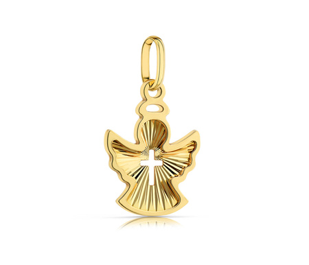 Złota zawieszka 585 - aniołek diamentowany