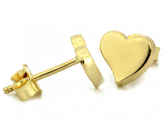Kolczyki złote błyszczące serce na sztyfcie