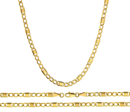 Złoty łańcuszek 585 Figaro z blaszkami