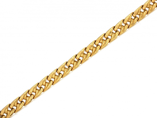 Złota bransoletka szeroka stampato elementowa