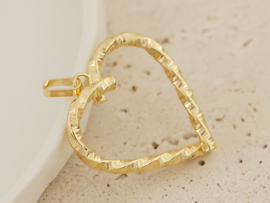 Zawieszka złota duże serce kontury wisiorek