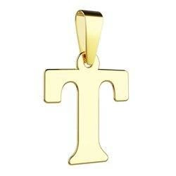 Złota literka T - mała zawieszka 333