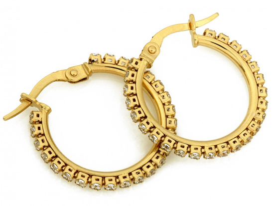 Kolczyki złote koła wysadzane cyrkoniami 20mm