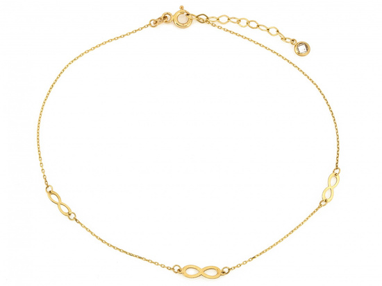 Złota bransoletka na nogę z nieskończonością