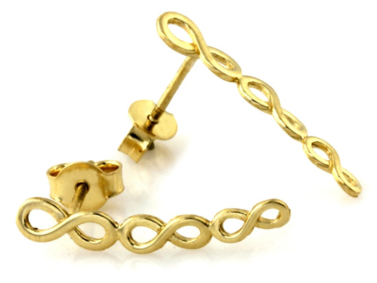 Złote kolczyki nausznice z nieskończoności na sztyfcie