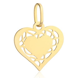 Złota zawieszka 585 - serce ażurowe