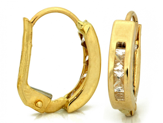 Kolczyki złote angielskie eleganckie z cyrkoniami