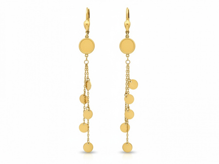 Kolczyki złote dwa długie łańcuszki z małymi kółeczkami