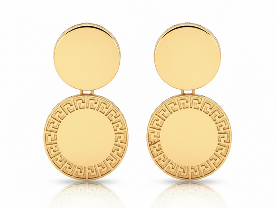 Kolczyki złote duże z dwóch okrągłych elementów