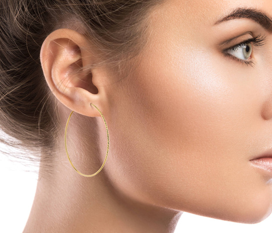 Złote kolczyki 375 koła 62 mm, diamentowane szarniry