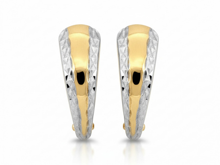 Złote kolczyki blaszki w dwóch kolorach złota