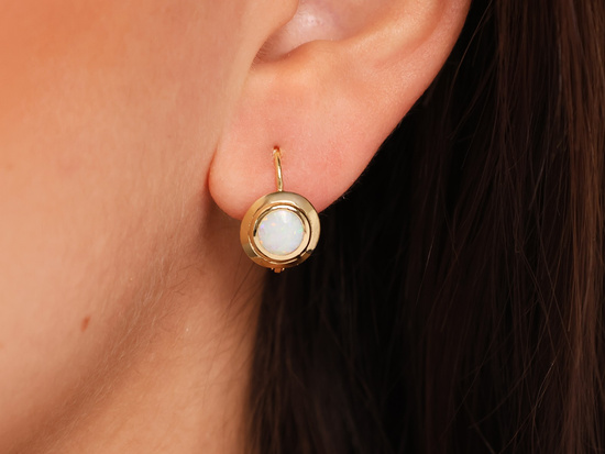 Kolczyki złote angielskie z opalem