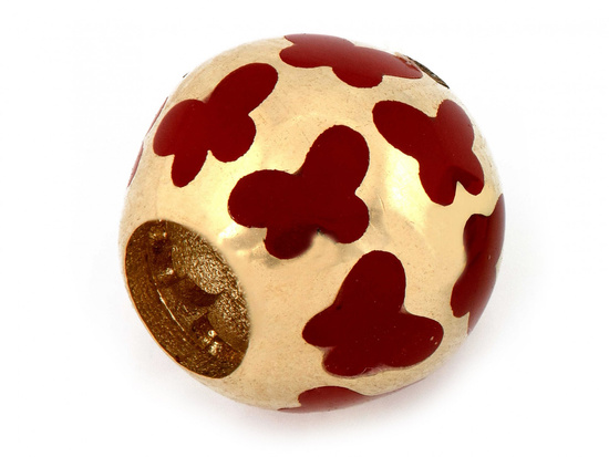 Zawieszka złota kulka do bransoletki przeciągana z motylkami