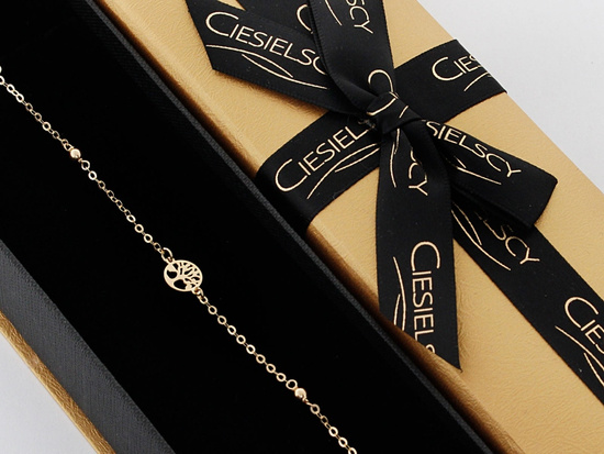 Bransoletka złota z kulkami i drzewkiem szczęścia