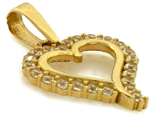 Zawieszka złote serce delikatne zdobione cyrkoniami