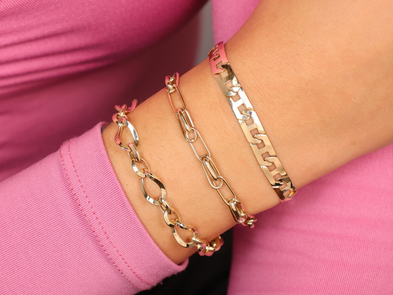 Modna złota bransoletka z dużych owalnych ogniw