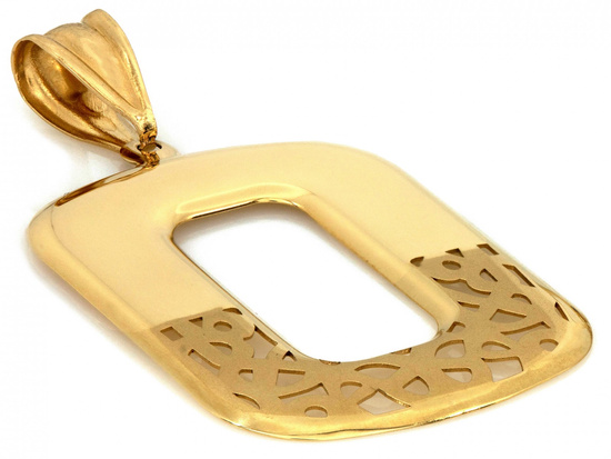 Duża złota zawieszka prostokątna satynowana