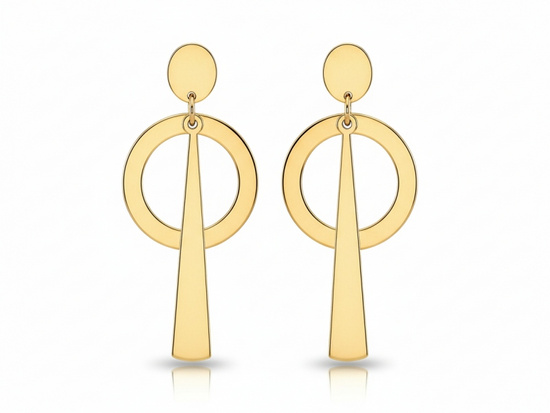 Kolczyki złote wiszące modne nowoczesne