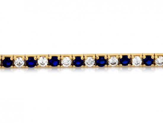 Bransoletka złota z niebieskimi cyrkoniami