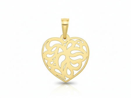 Ażurowa złota zawieszka serce