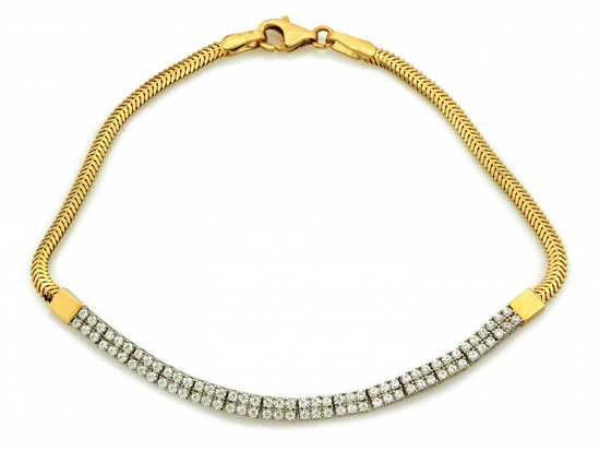 Złota bransoletka gruba linka z cyrkoniami