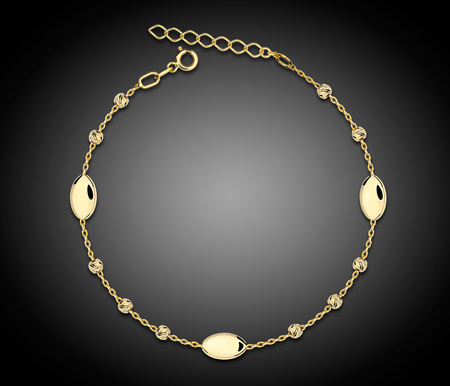 Złota bransoletka 375 łezki z kuleczkami