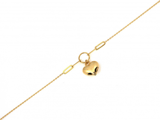 Bransoletka złota z wiszącym dmuchanym sercem