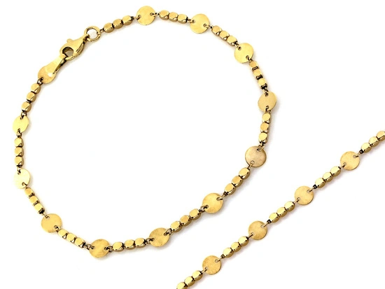 Bransoletka złota z kostek i okrągłych blaszek