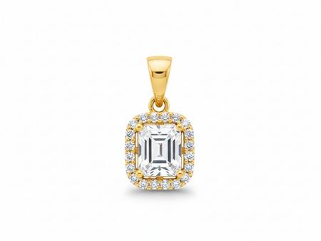 Złota zawieszka mała kwadratowa z cyrkoniami