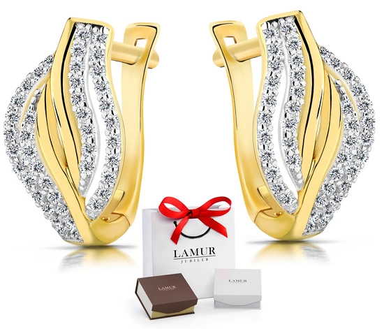 Złote kolczyki 585 z cyrkoniami - klasyczne