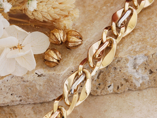 Bransoletka złota z błyszczących dużych ogniw