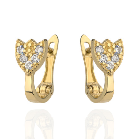 Złote kolczyki 585 dla dziewczynki - tulipany