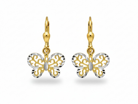 Kolczyki złote motylki ażurowe