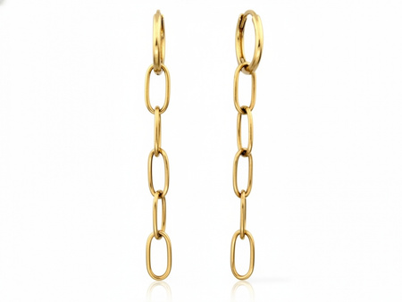 Kolczyki złote wiszące z łańcuszkiem