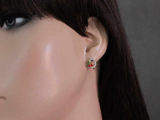 Kolczyki złote dla dziewczynki z wisienkami