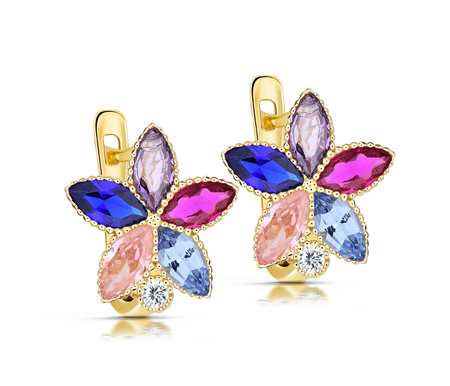 Złote kolczyki kwiatki 585 dla dziewczynki