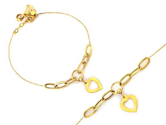 Bransoletka złota modna z wiszącym sercem