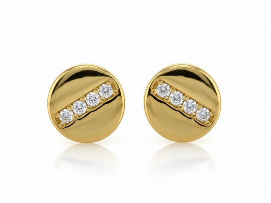 Kolczyki sztyft okrągłe z cyrkoniami przez środek gładkie