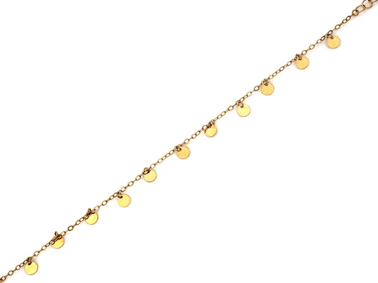 Bransoletka złota łańcuszkowa z zawieszkami z kółkami