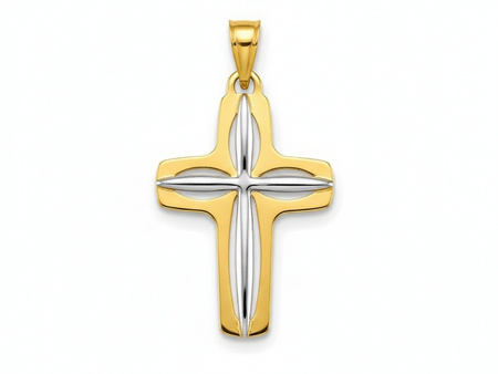 Dwukolorowy krzyżyk złoty na łańcuszek