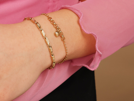 Bransoletka złota elementy z wzorem greckim