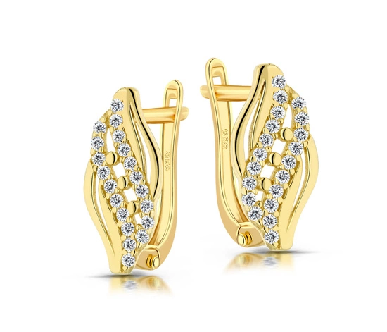 Złote kolczyki 585 z cyrkoniami - klasyczne