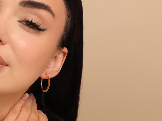 Kolczyki złote koła duże błyszczące szerokie płaskie 24mm