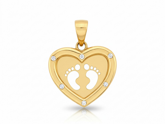 Zawieszka złota serce ze stópkami dla mamy