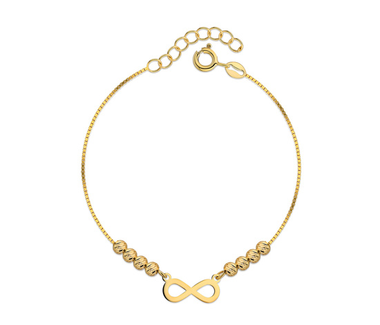 Złota bransoletka 925 nieskończoność z kuleczkami - 15,5 - 18,5 cm