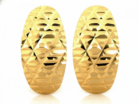 Złote kolczyki owalne zdobione angielskie zapięcie