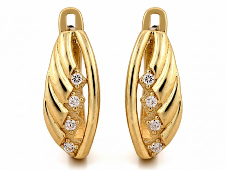 Złote kolczyki delikatne z cyrkoniami wygodne zapięcie angielskie