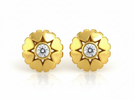 Kolczyki sztyft kwiatek z cyrkonią w środku