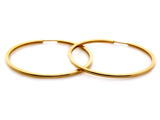 Złote kolczyki koła błyszczące szarniry 40mm